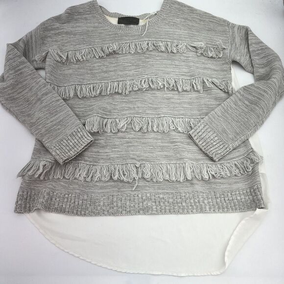 Sunday in Brooklyn Sweaters - Anthropologie Sunday In Brooklyn Medium M Gray Fringe Lace Pullover Sweater Top